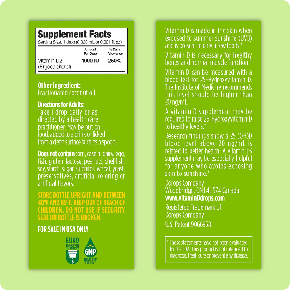 Label highlighting Vitamin D2 and fractionated coconut oil ingredients