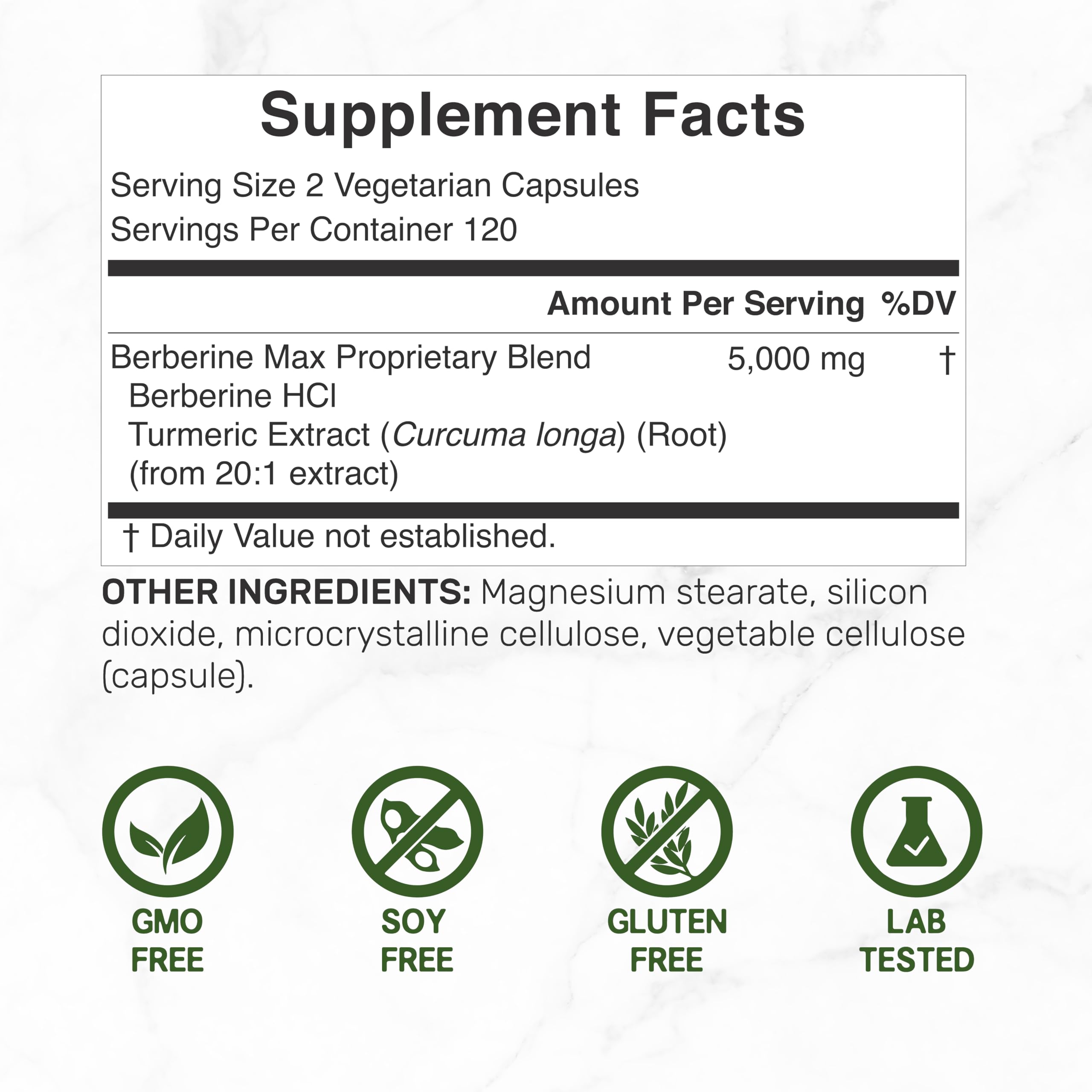 Close-up of berberine HCl and turmeric ingredients