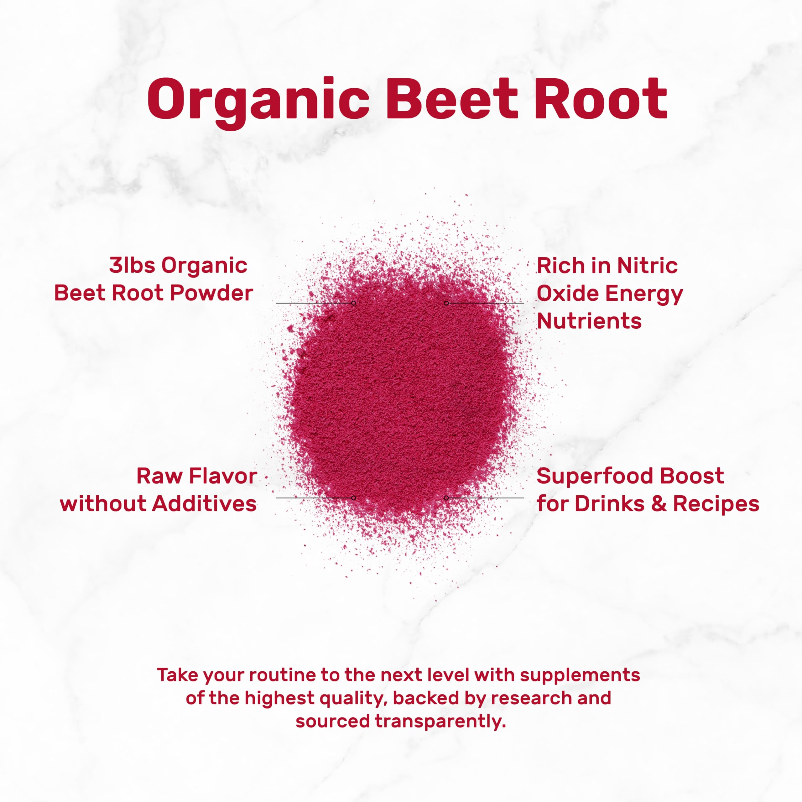 Deal Supplement Cold-pressed beet root powder in a pouch ready to mix