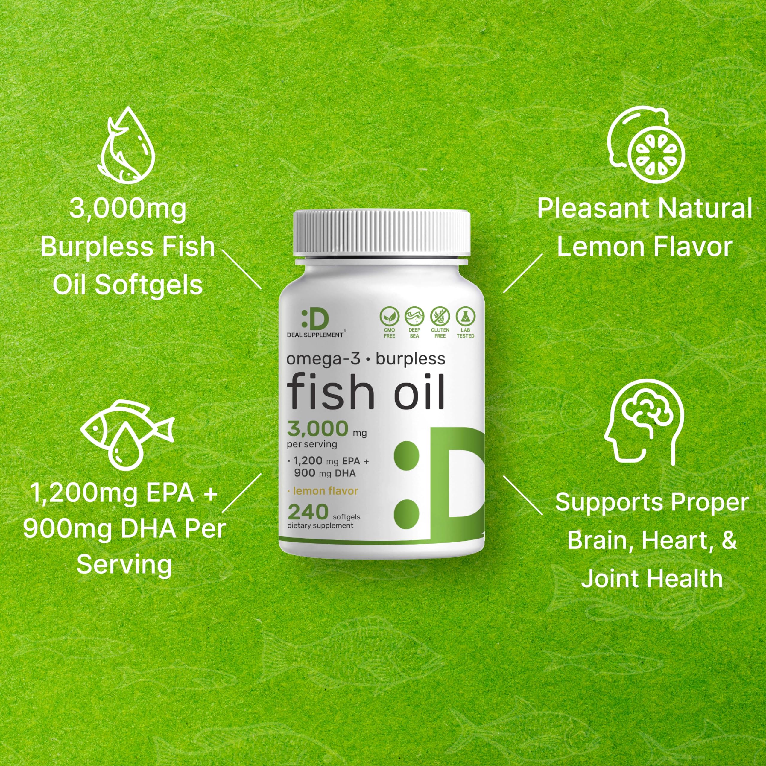 Wild-caught ocean-sourced omega-3 fish oil icon
