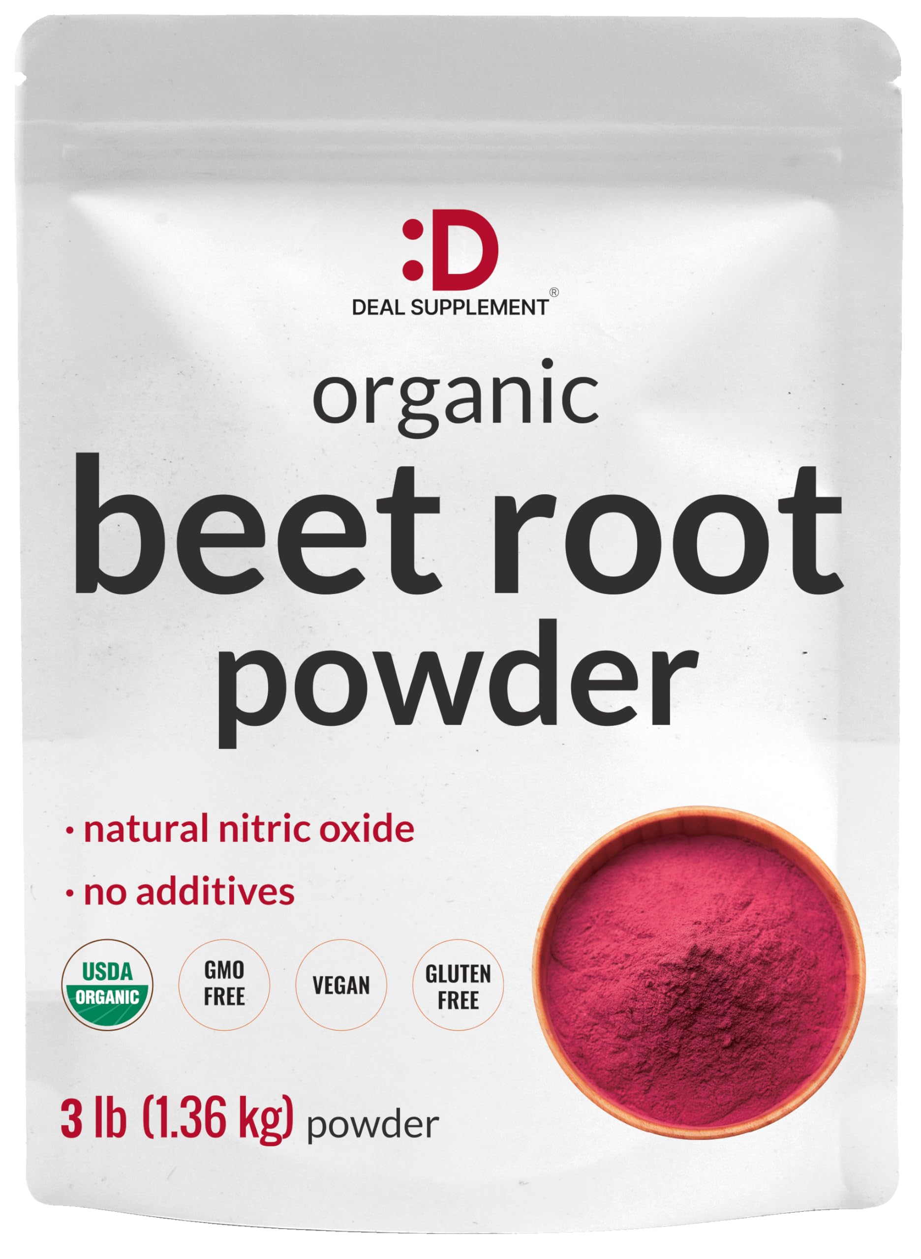 Deal Supplement Organic Beet Root Powder 3lbs in a jar ready for daily energy