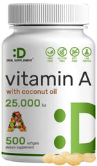 Vitamin A softgels with coconut oil – 500-count bottle front view