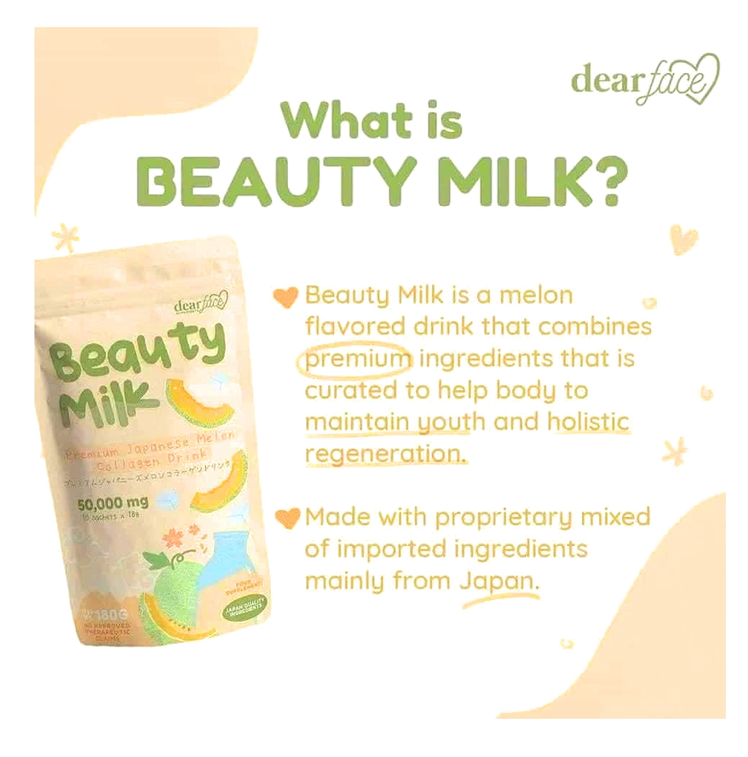 Two-pack of Dear Face collagen melon drink with sachets