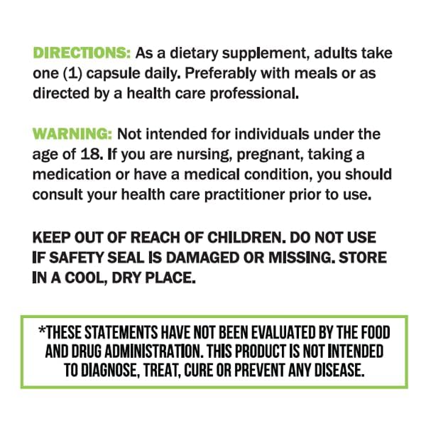 Supplement facts panel for Dear Nature Cuban Policosanol 25mg