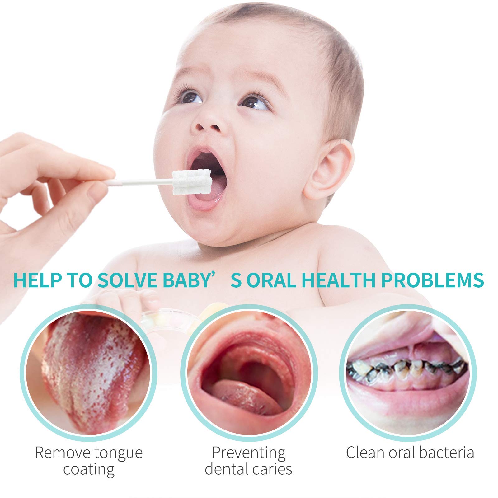 Disposable infant mouth cleaning stick in packaging
