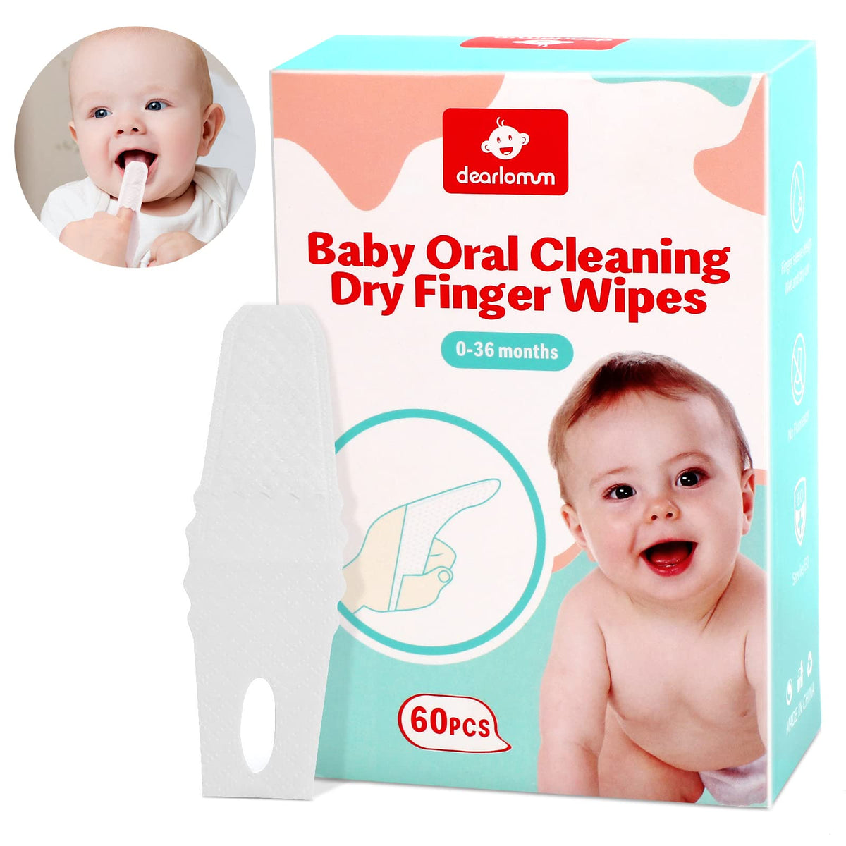 Dearlomum toddler baby dry wipes and tongue cleaner packaging front