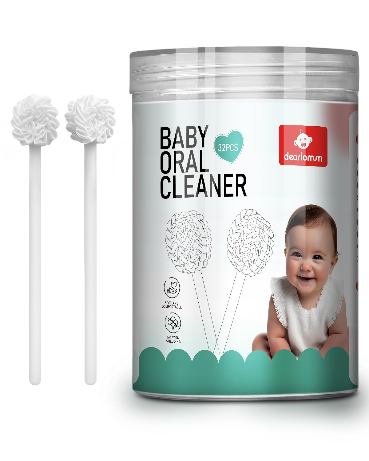 Dearlomum Upgraded 32PCS Baby Tongue Cleaner packaging
