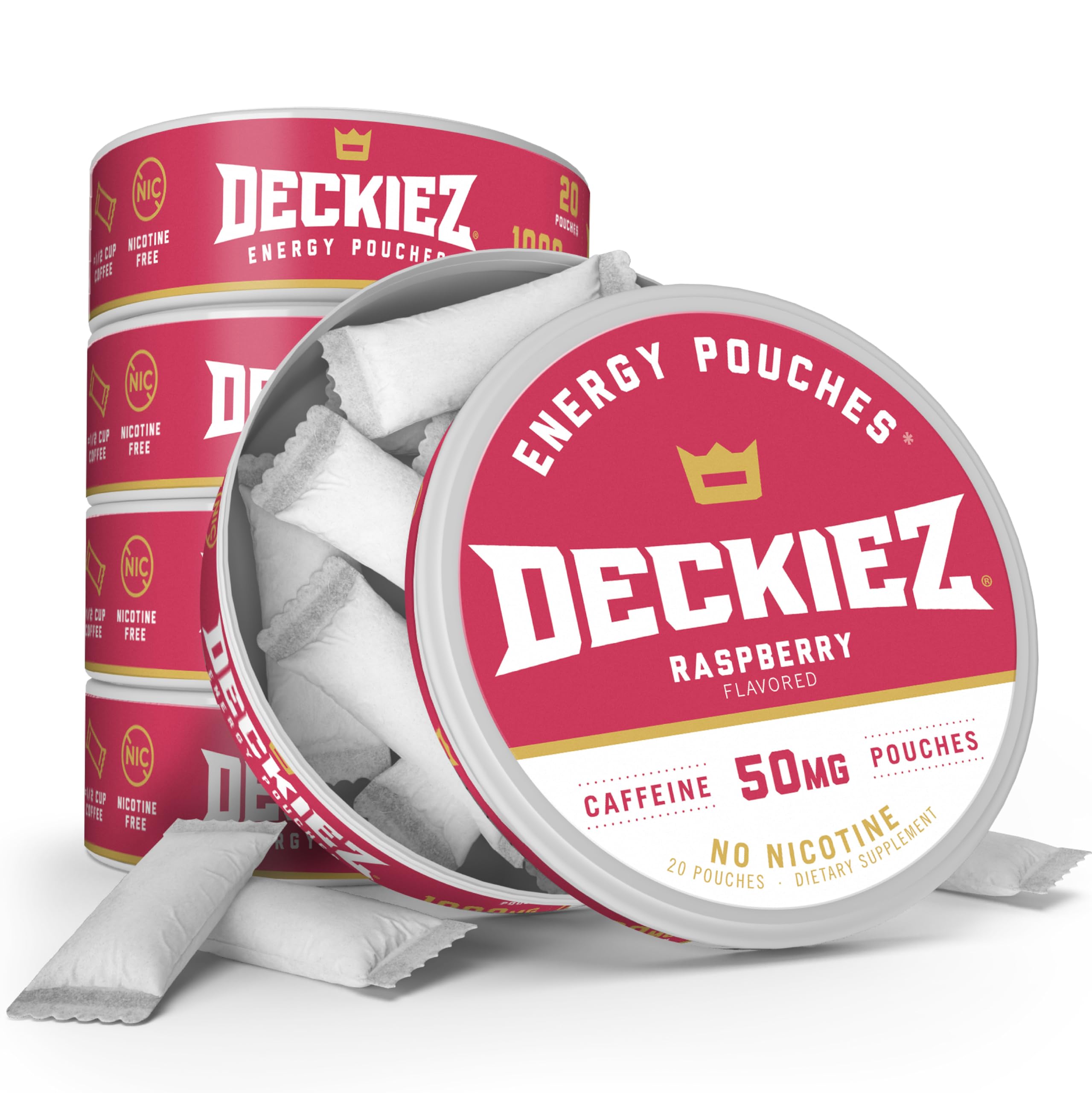 Deckiez Raspberry flavor caffeine pouch – front view