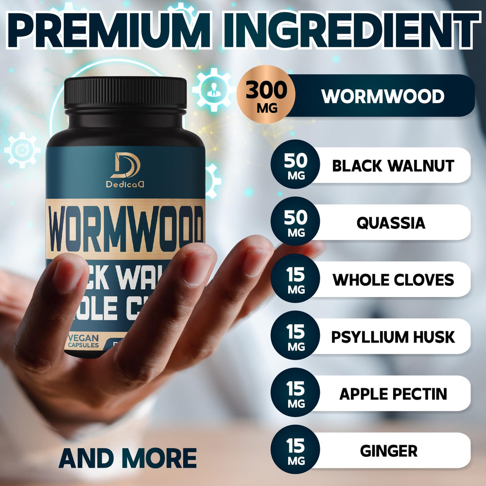 Ingredients list for DEDICAD 12in1 including wormwood and black walnut.