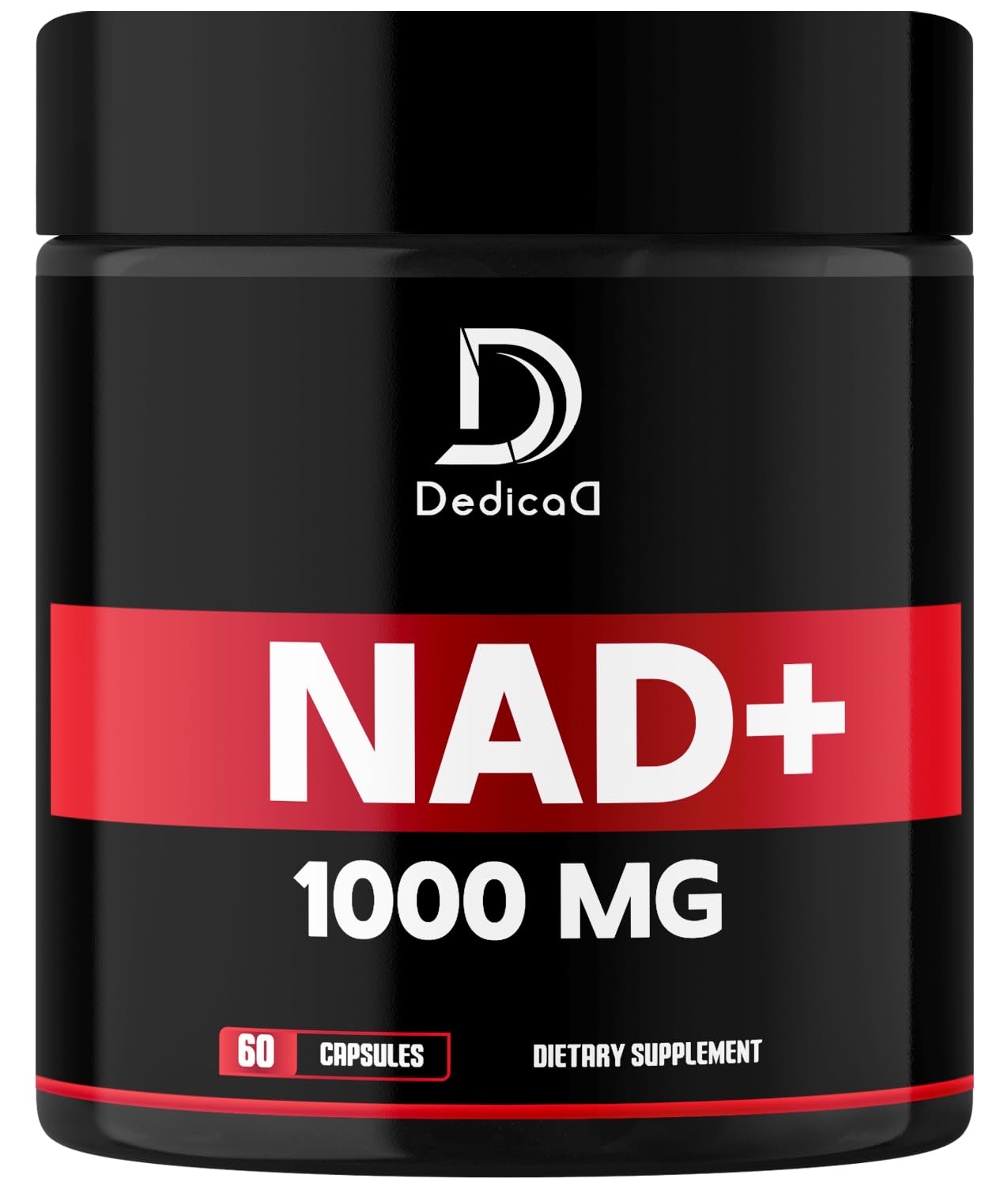DEDICAD NAD Supplement bottle front for daily energy support and focus.