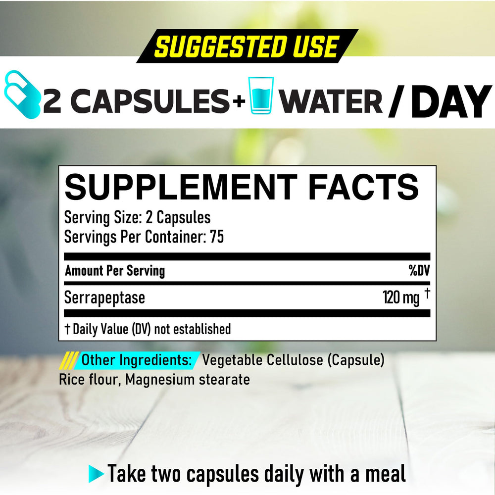 Packshot of DEDICAD Serrapeptase 240,000 SPU 150 capsules