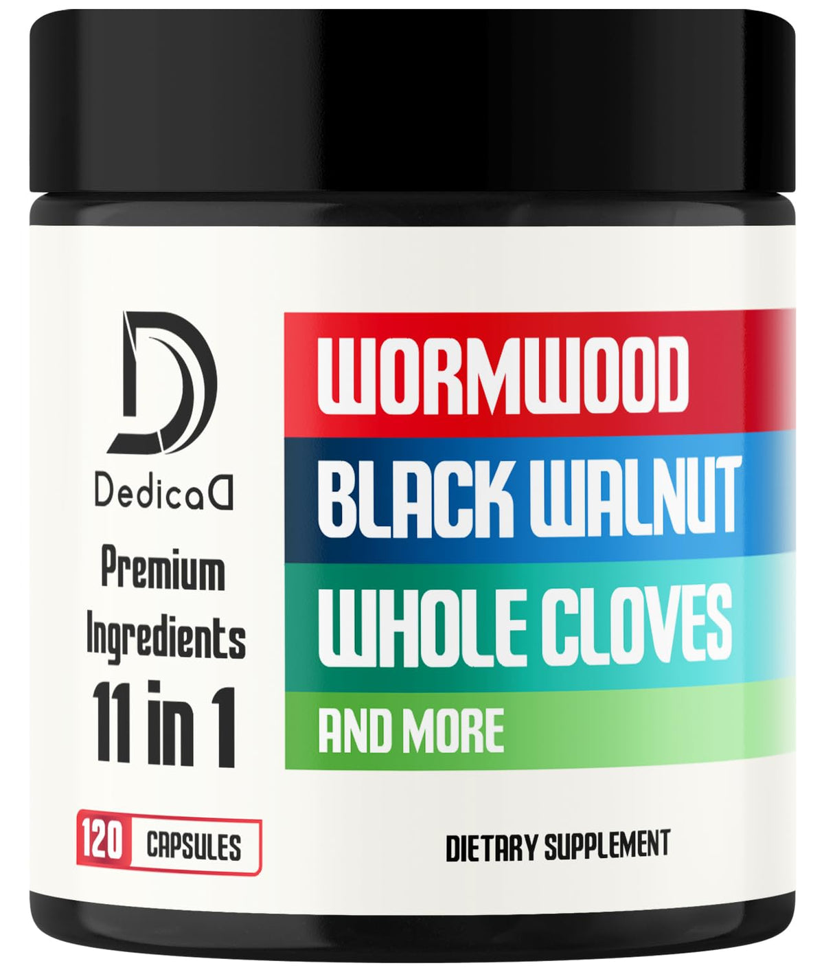 DEDICAD Wormwood supplement bottle with 120 veggie capsules