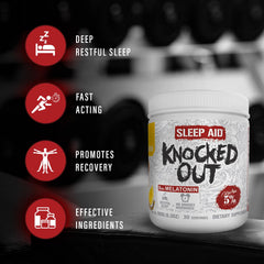 Close-up of sleep aid ingredients including melatonin and GABA