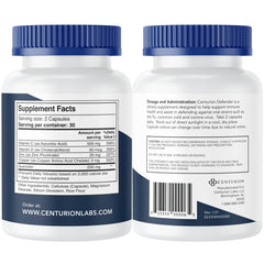 Close-up of Defender Immunity Boost bottle label