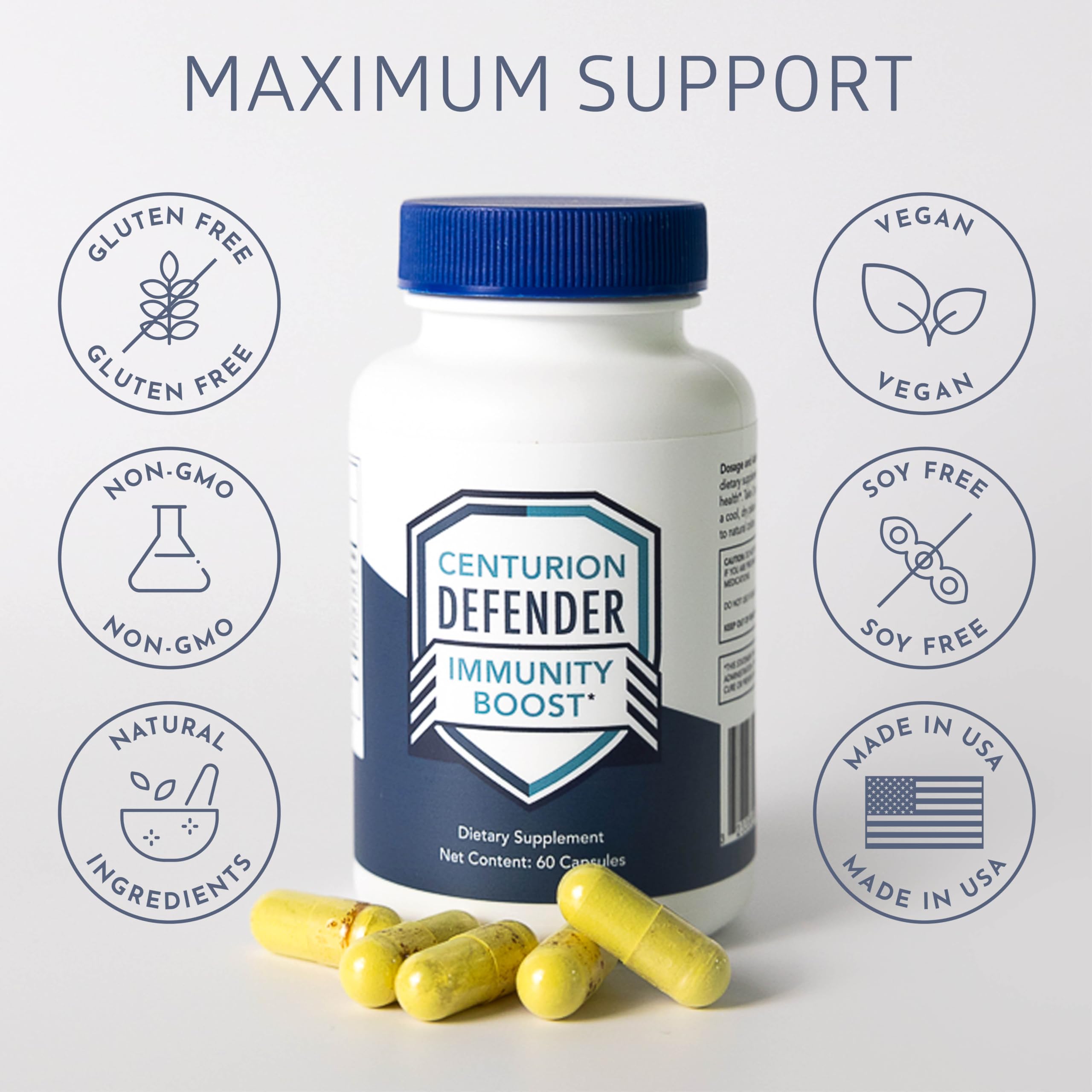 Defender Immunity Boost capsules in a row