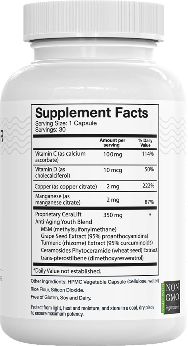 CeraLift capsules on white background