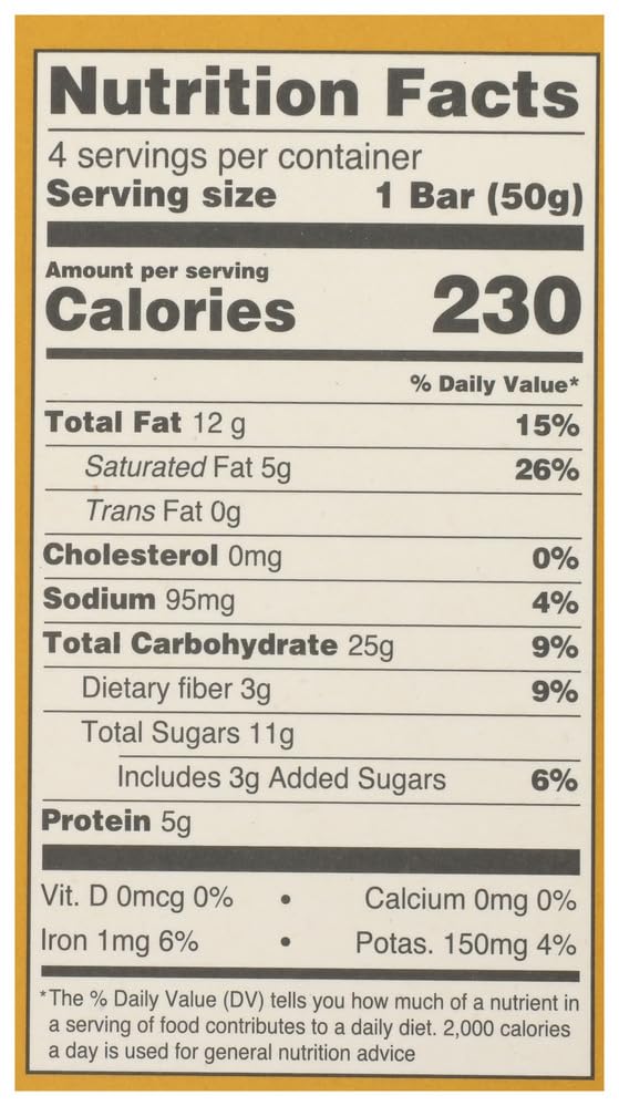 Ingredients view of Deliciously Ella bar emphasizing oats and peanut butter for sustained energy.