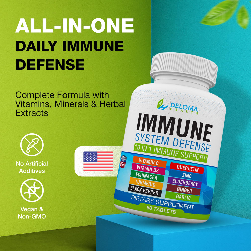 Graphic showing the 10 immune support ingredients