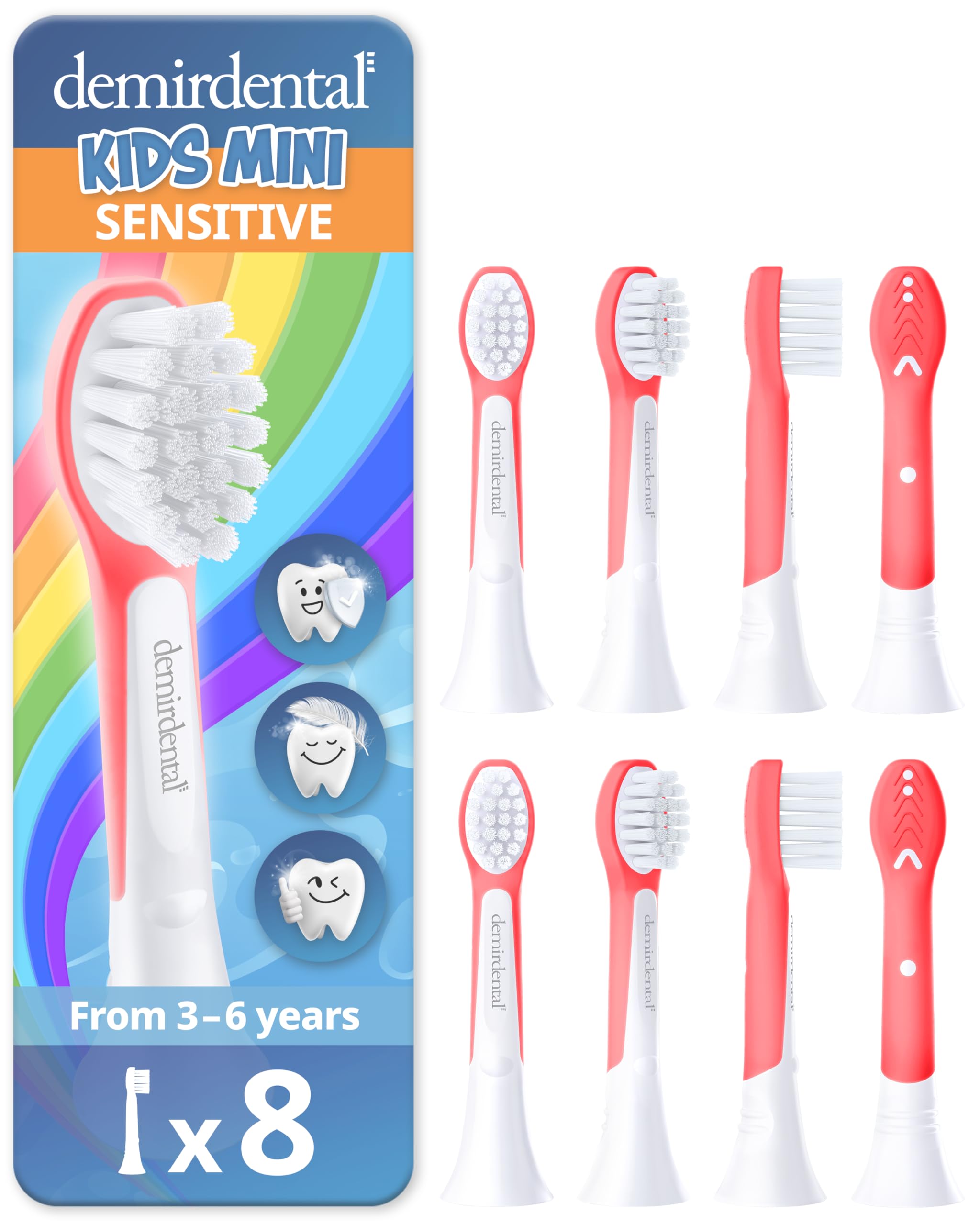 demirdental Kids Mini Toothbrush Head – red color, Philips Sonicare compatible