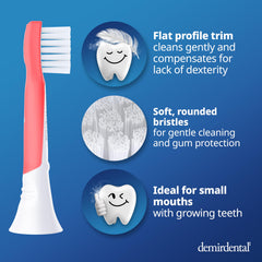 Soft bristles and rubberized head of demirdental kids toothbrush