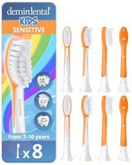 Demirdental kids toothbrush heads for Philips Sonicare Kids, orange, ages 7-10