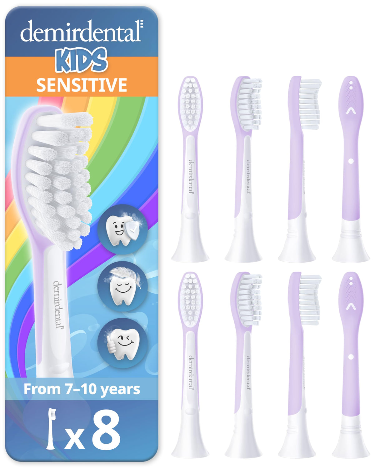 Demirdental Lilac Kids Toothbrush Head HX6048-8 – front view
