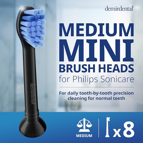 Close-up of mini medium replacement toothbrush head bristles