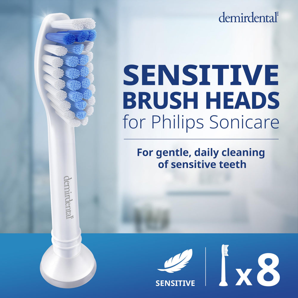 Close-up of bristles contoured to natural tooth shape for Philips Sonicare compatibility
