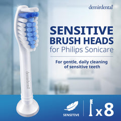 Close-up of bristles contoured to natural tooth shape for Philips Sonicare compatibility