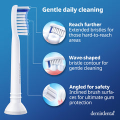 Outside profile flattened to protect gums on Demirdental toothbrush head