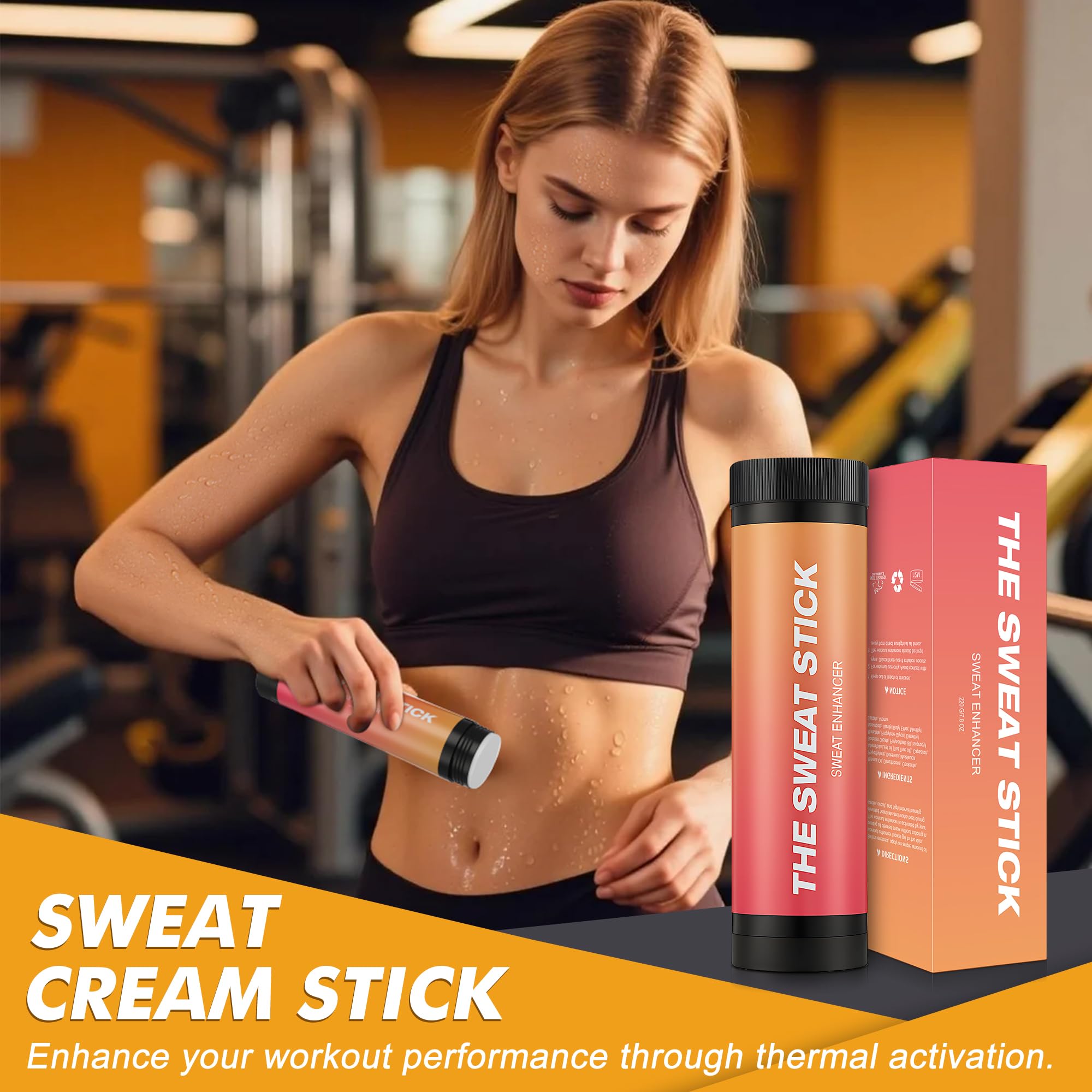 Demissle Sweat Gel Stick orange color emphasizes energizing scent during workouts