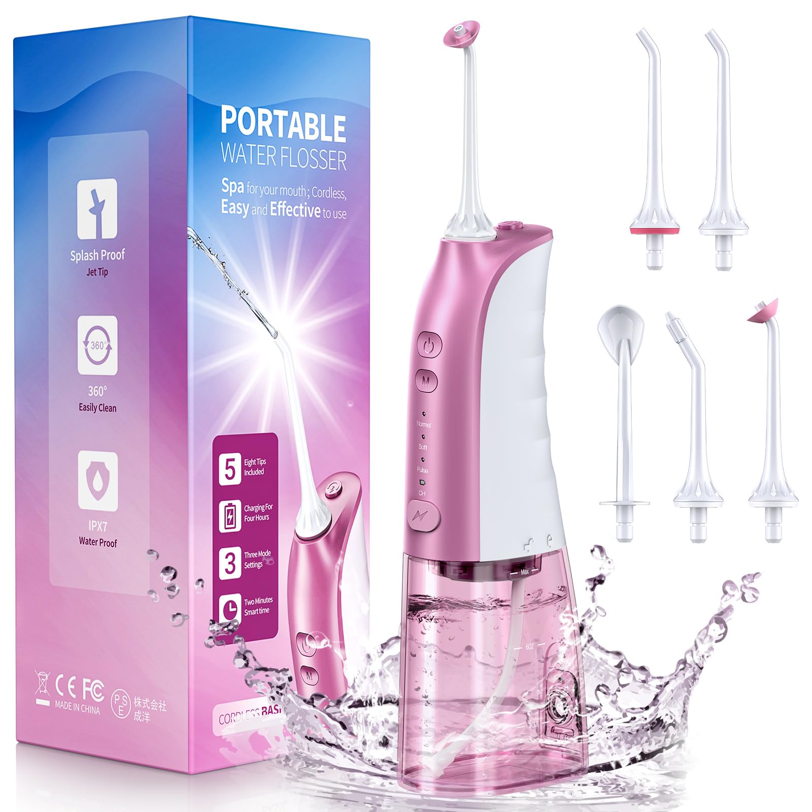 Demita cordless water flosser handle with 300 ml tank