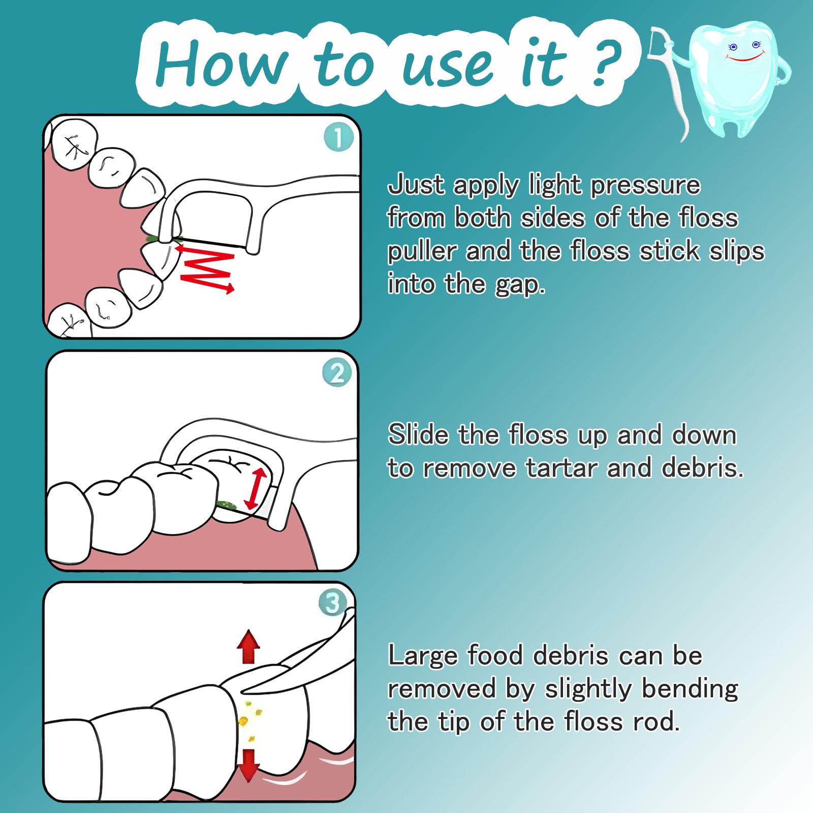Disposable floss picks for adults, single-use design