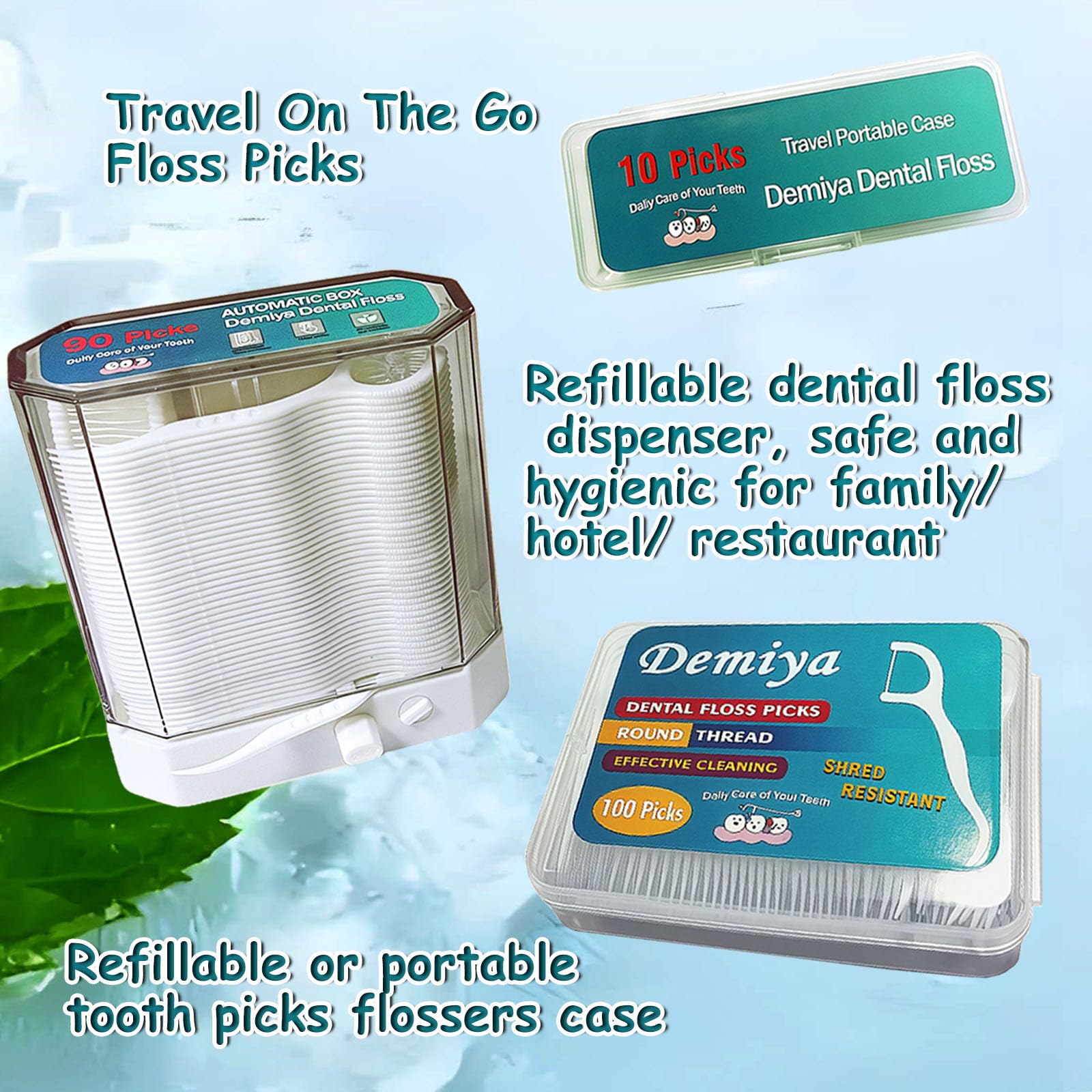 Unflavored dental floss picks for adults