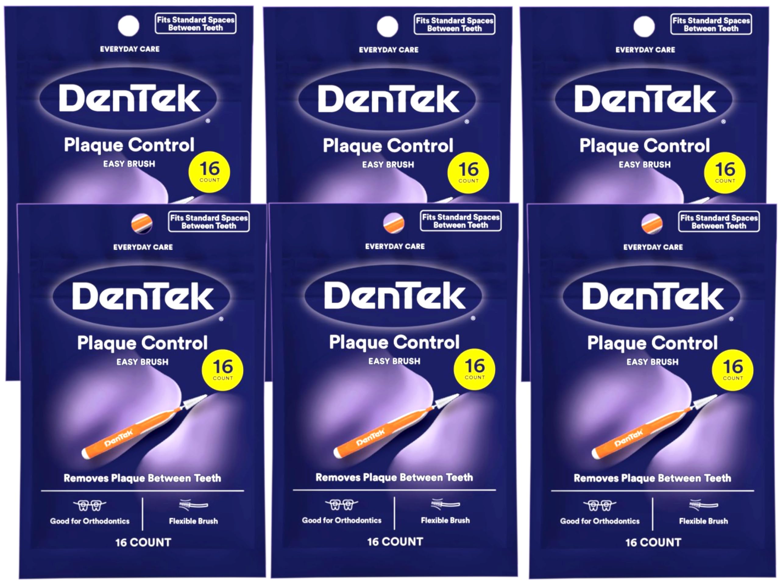 DenTek Easy Brush Dental Cleaners standard 16-count pack front view
