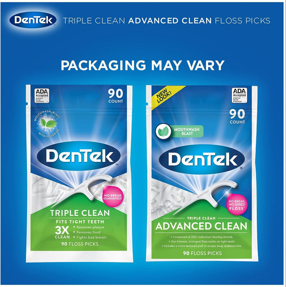 Person flossing with DenTek Triple Clean Floss Picks
