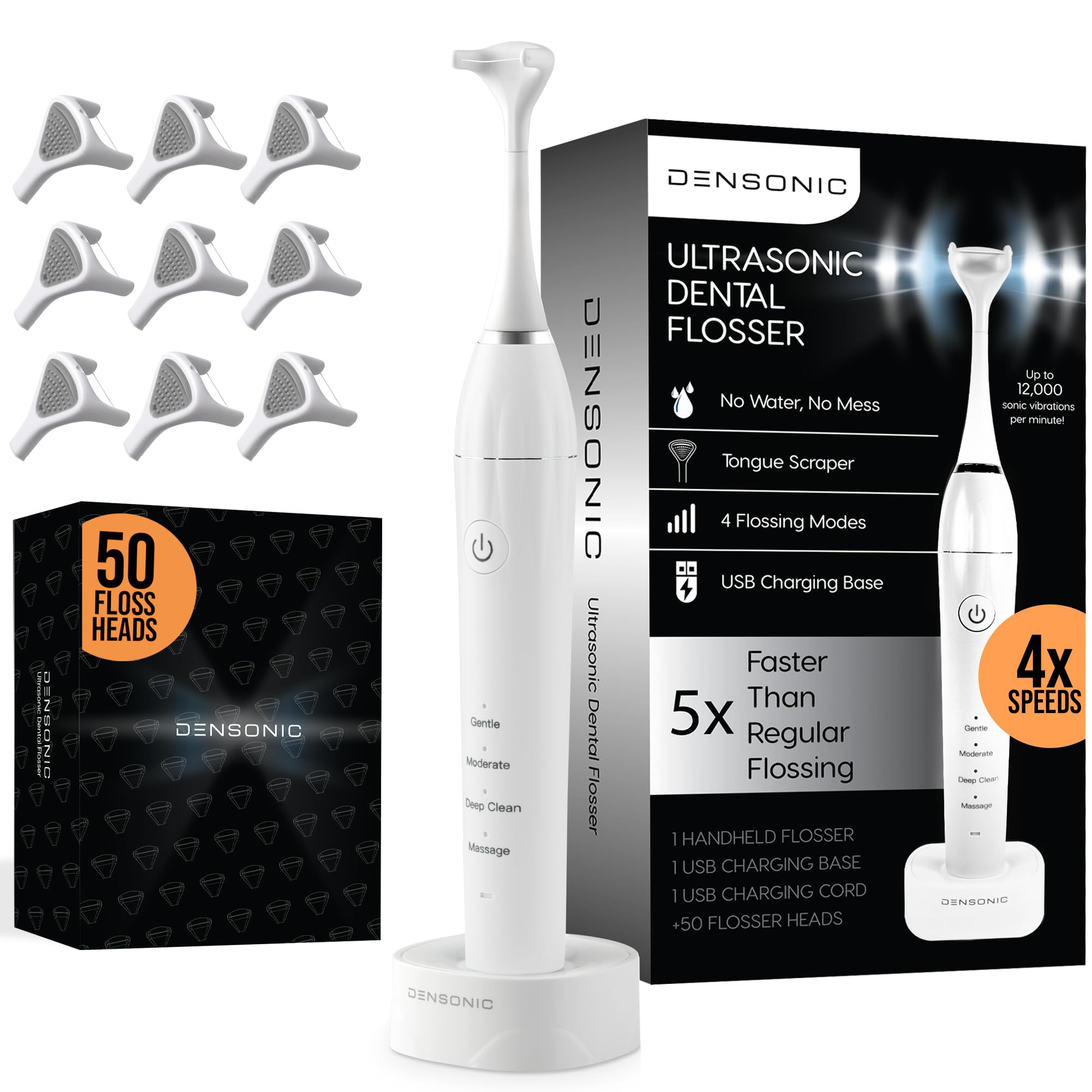 DENSONIC Electric Flosser Kit Glacier White – front view