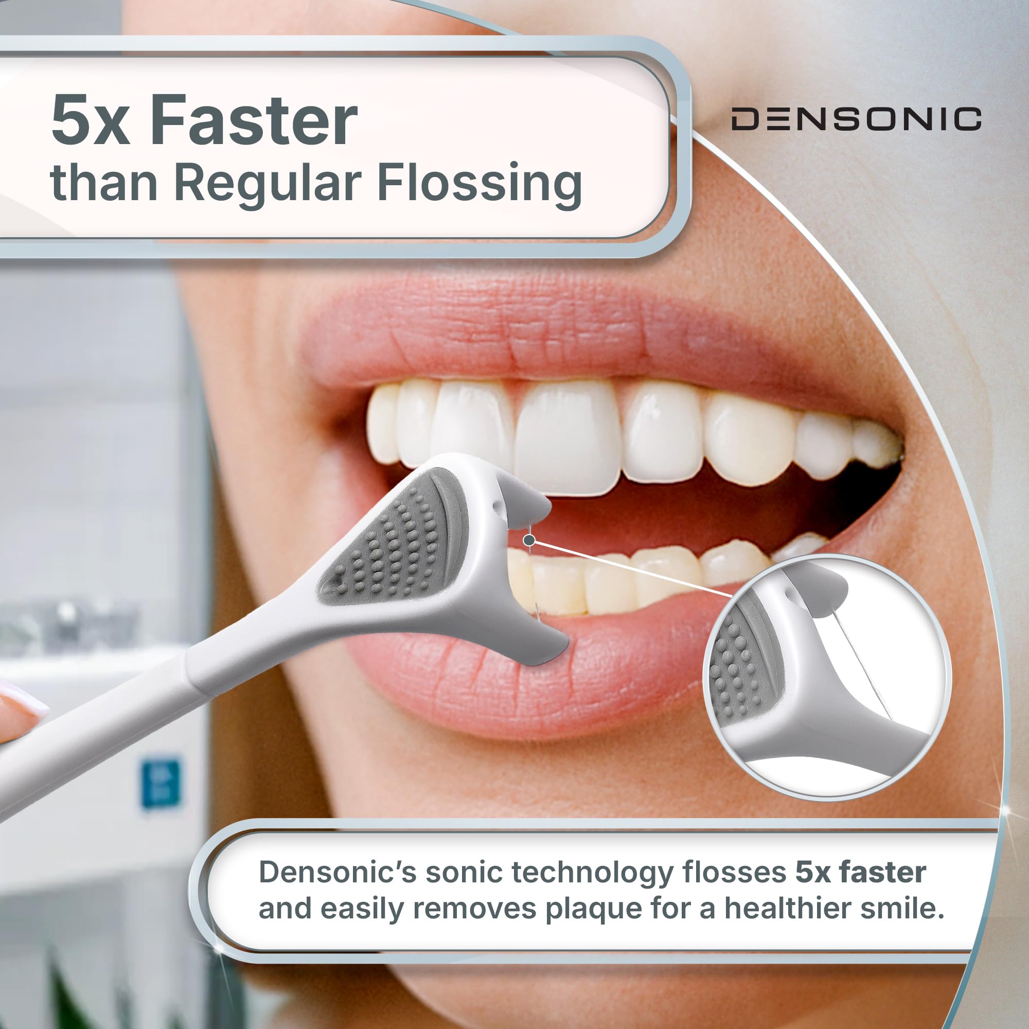 DENSONIC Flosser Kit Glacier White with tongue scraper and heads