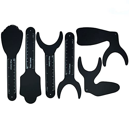 Six-piece dental contraster kit with black background board - front view