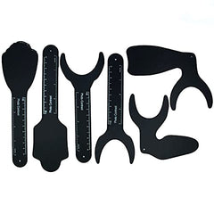 Six-piece dental contraster kit with black background board - front view