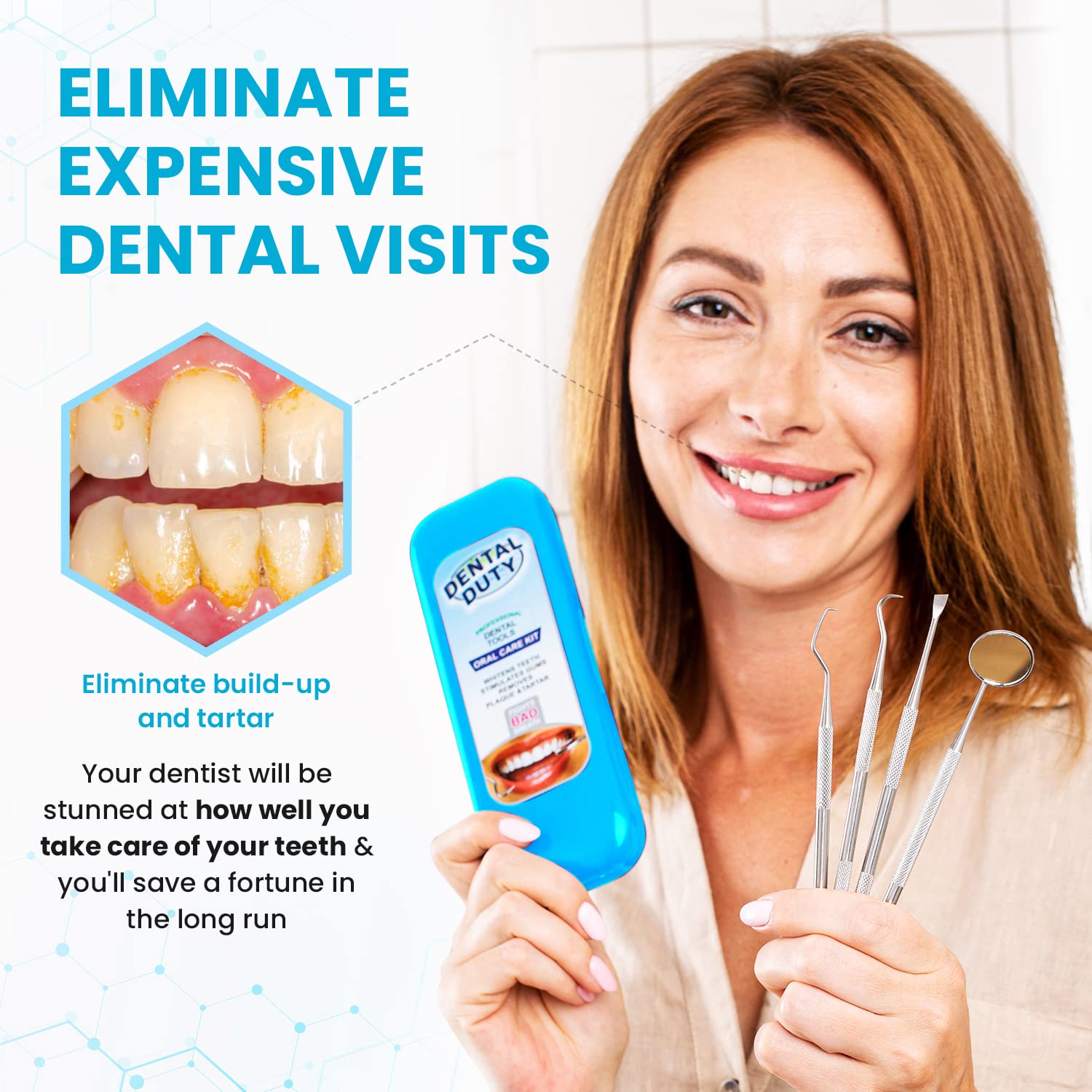 Close-up of Aqua dental mirror from the kit