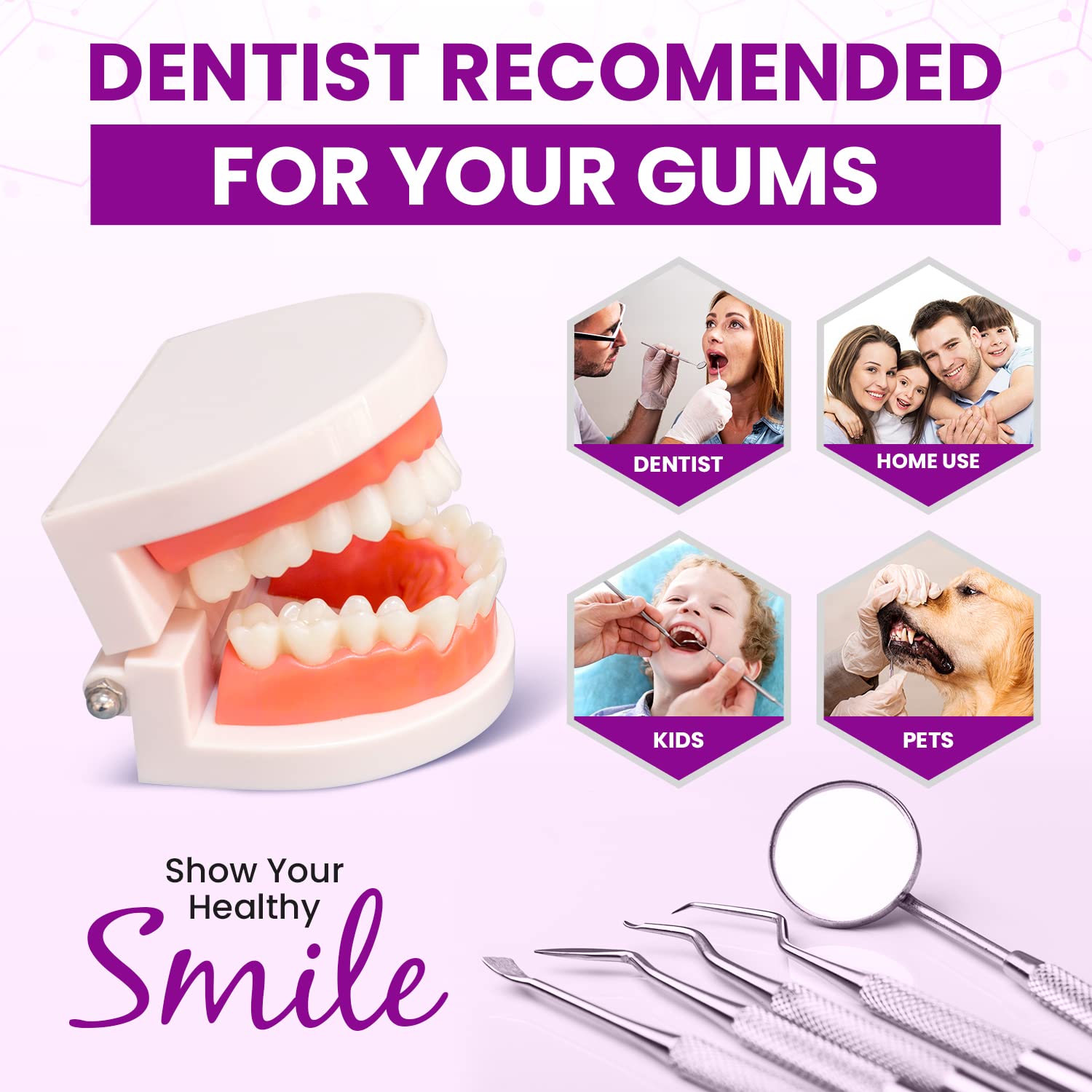Purple dental scraper for plaque removal