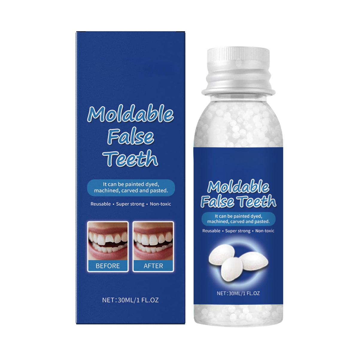 Close-up of dental filling beads packaging