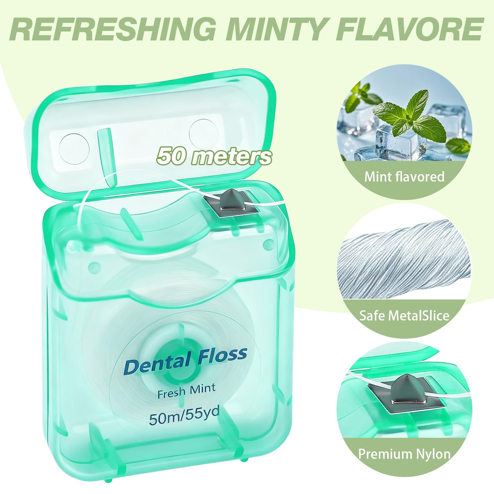 Compact 2.2 x 1.7 x 0.7 inch floss box design