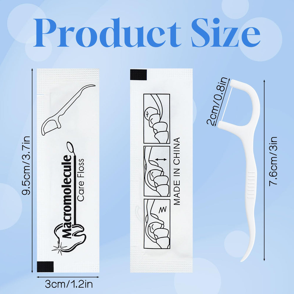 Travel-size dental floss packs individually wrapped for hygiene