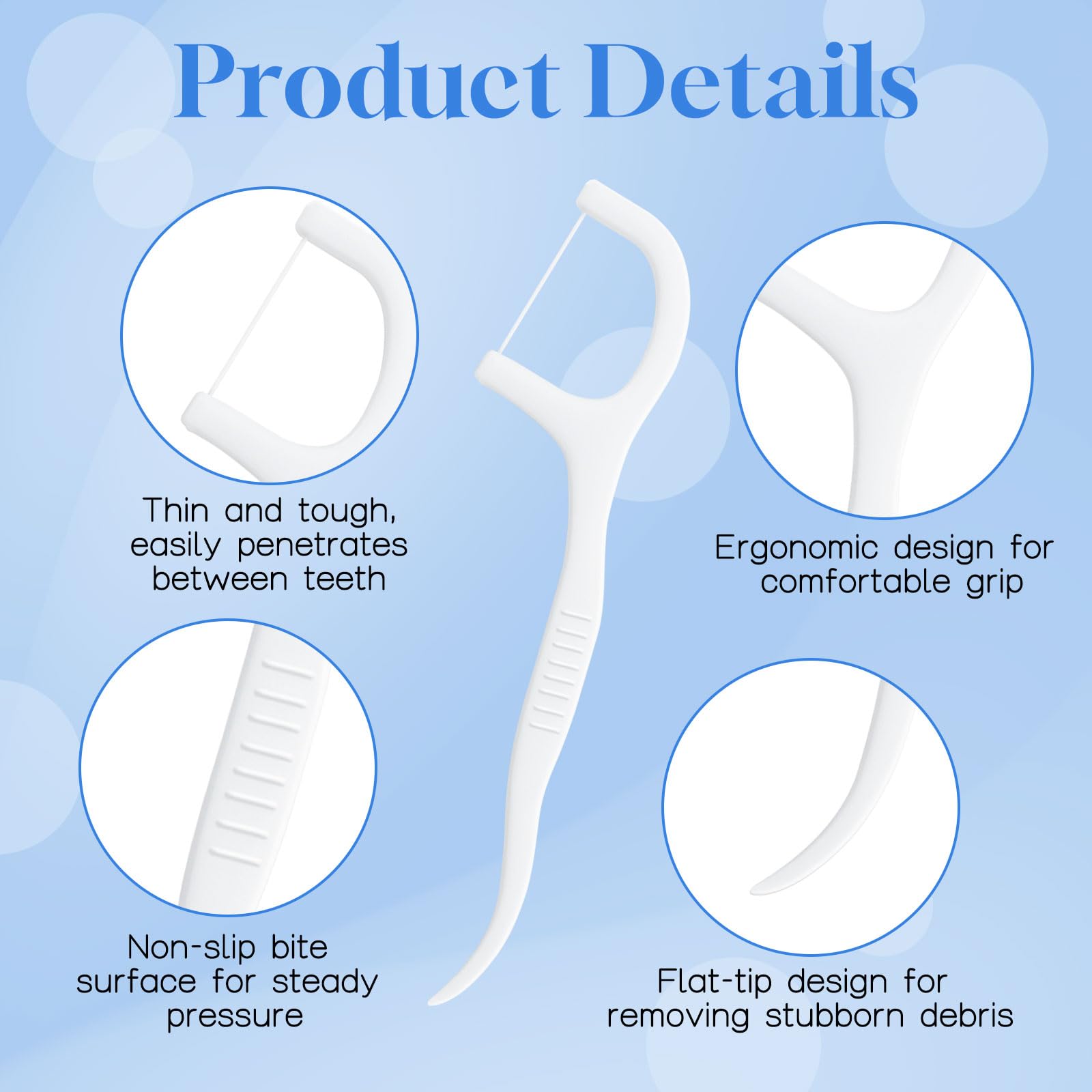 2-in-1 floss pick with floss and toothpick ends