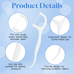 2-in-1 floss pick with floss and toothpick ends
