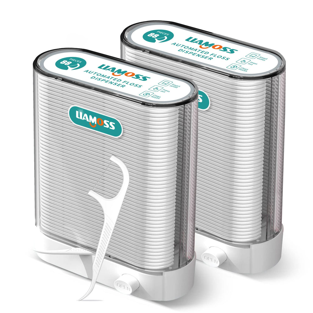 Two-box LIAMOSS dental floss dispenser set with transparent case