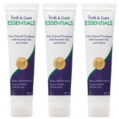 Front view of Dental Herb Company Essentials Toothpaste 4 oz Fluoride-Free 3 Pack box