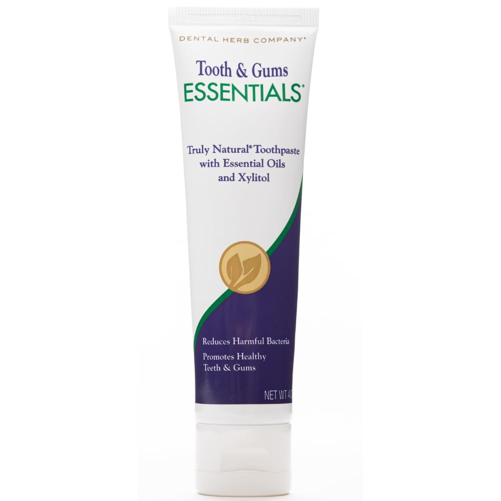 Front view of Dental Herb Essentials toothpaste tube